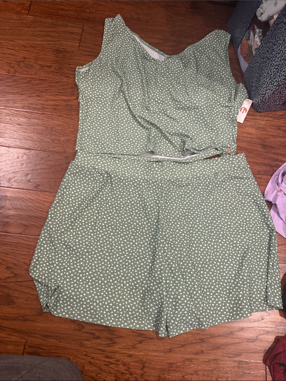Green Ditsy Floral Women's Swim Set